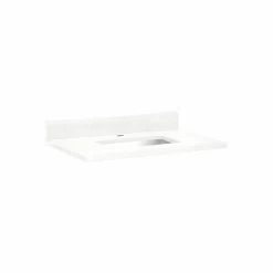 31" X 22" 3cm Quartz Vanity Top For Rectangular Undermount Sink - Feathered White - White Sink