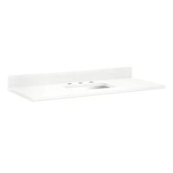 49" X 22" 3cm Quartz Vanity Top For Rectangular Undermount Sink - Feathered White - White Sink