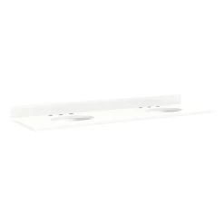 73" X 22" 3cm Quartz Vanity Top For Undermount Sinks - Feathered White - With Sinks