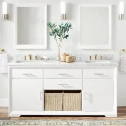 72" Davyn Mahogany Double Vanity For Rectangular Undermount Sinks - White