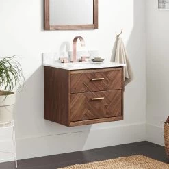 24" Frey Wall-Mount Vanity For Undermount Sink - Russet Brown