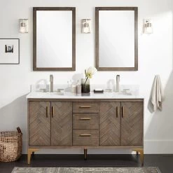 60" Frey Double Vanity For Rectangular Undermount Sinks - Gray Wash