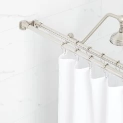 Straight Double Solid Brass Shower Curtain Rod