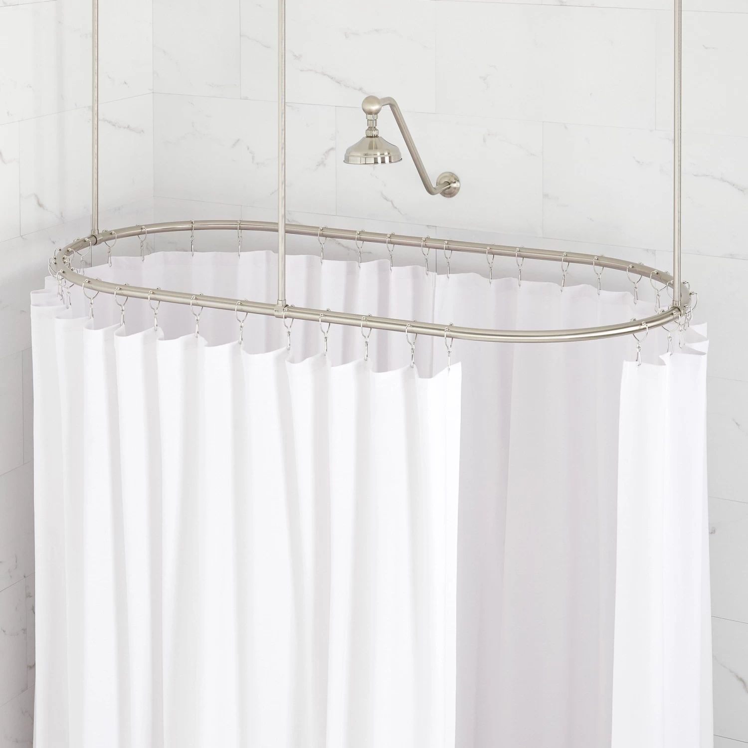 Oval Solid Brass Shower Curtain Rod