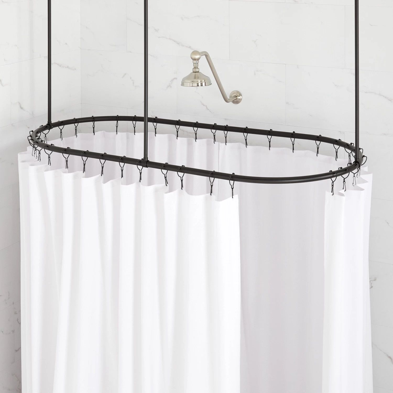 Oval Solid Brass Shower Curtain Rod - Image 3