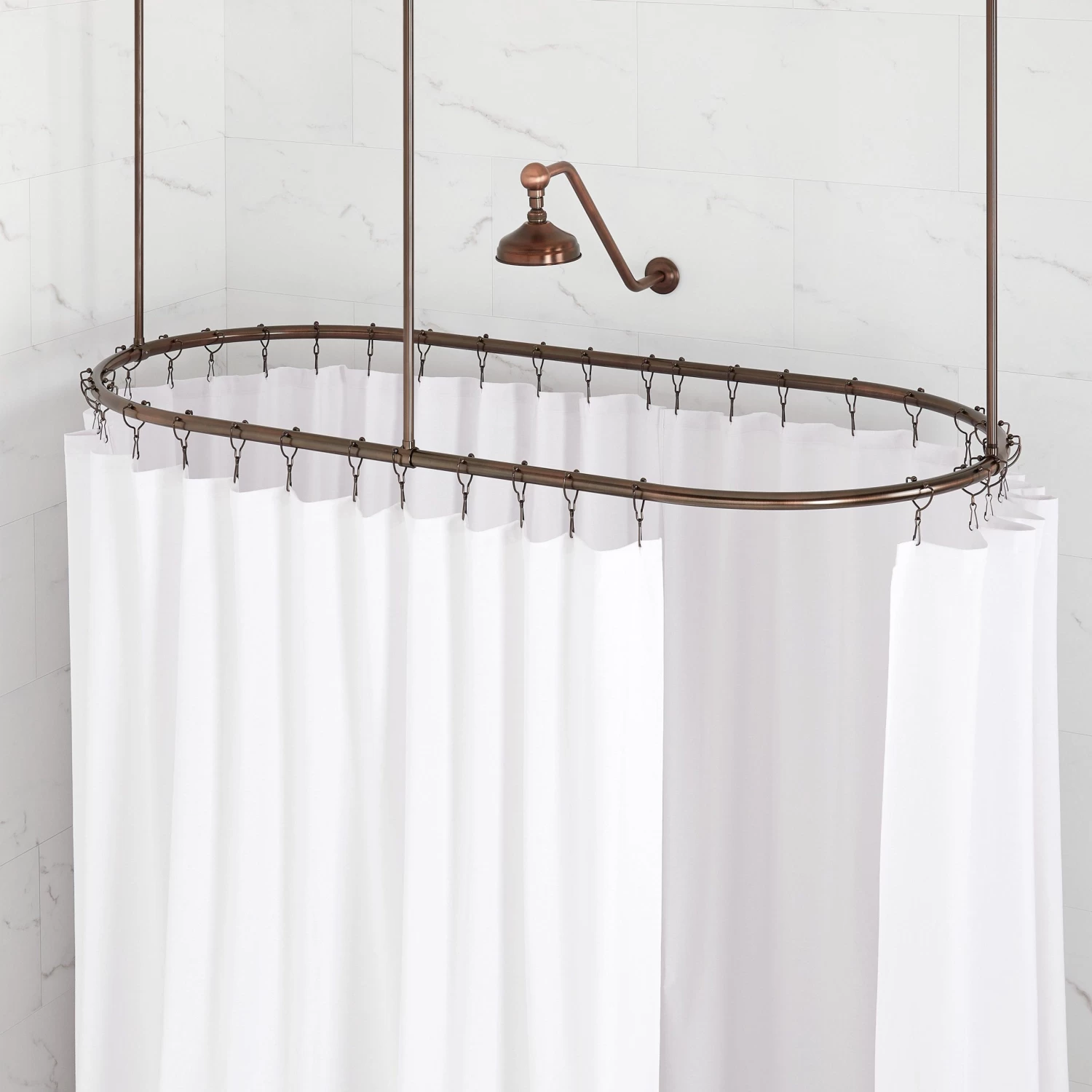 Oval Solid Brass Shower Curtain Rod - Image 4