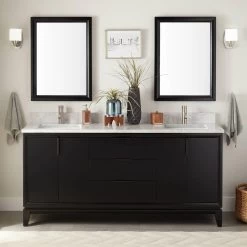 72" Talyn Mahogany Double Vanity For Rectangular Undermount Sinks - Black