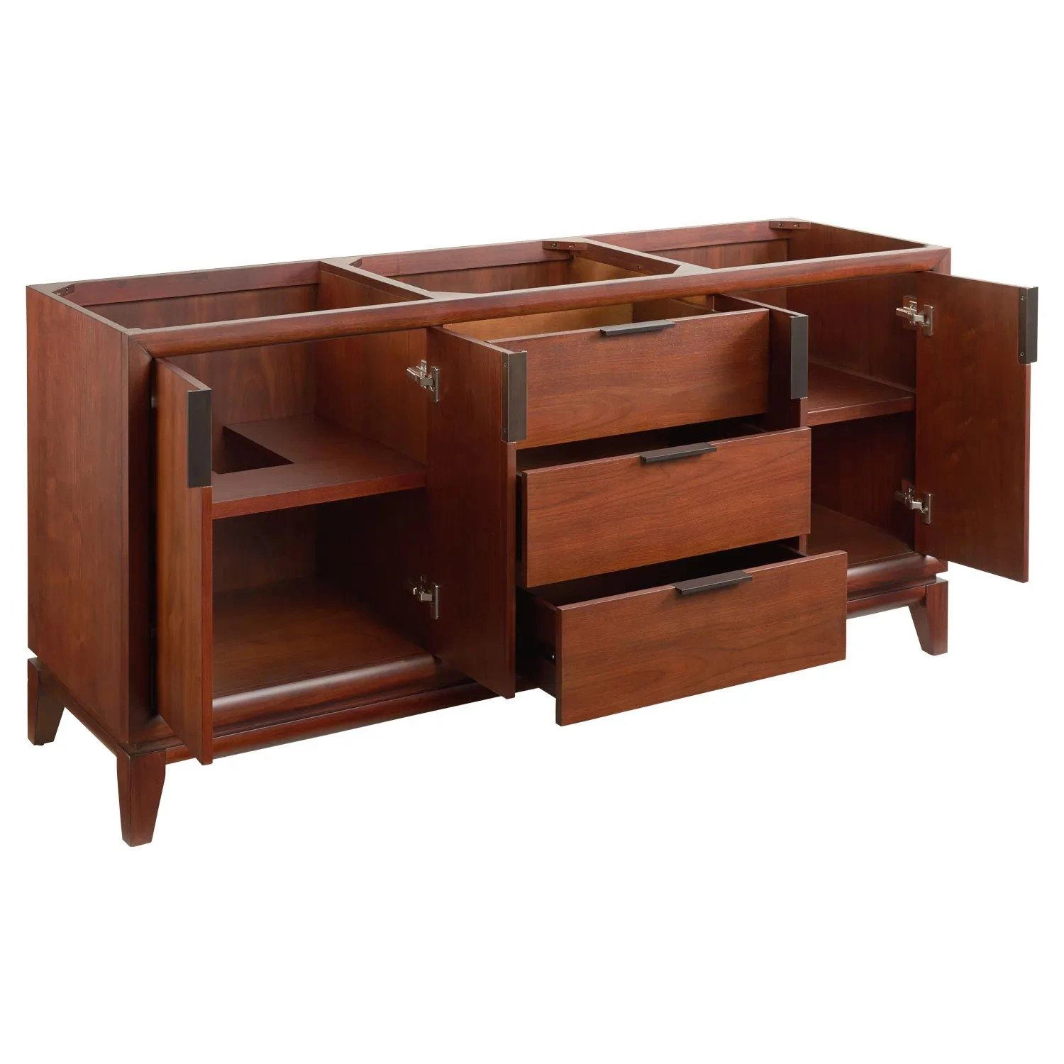 72" Talyn Mahogany Double Vanity - Light Walnut - Vanity Cabinet Only - Image 2