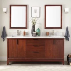 72" Talyn Mahogany Double Vanity For Rectangular Undermount Sinks - Light Walnut
