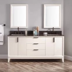 72" Talyn Mahogany Double Vanity For Rectangular Undermount Sinks - Soft White