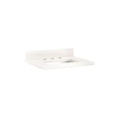 25"x 22" 3cm Quartz Vanity Top For Rectangular Undermount Sink - Arctic White - White Porcelain Sink