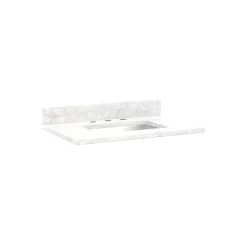 31" X 22" 3cm Marble Vanity Top For Rectangular Undermount Sink - Carrara - White Porcelain Sink