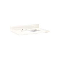 31" X 22" 3cm Quartz Vanity Top For Rectangular Undermount Sink - Arctic White-White Porcelain Sink