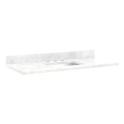 49" X 22" 3cm Marble Vanity Top For Rectangular Undermount Sink - Carrara - White Porcelain Sink