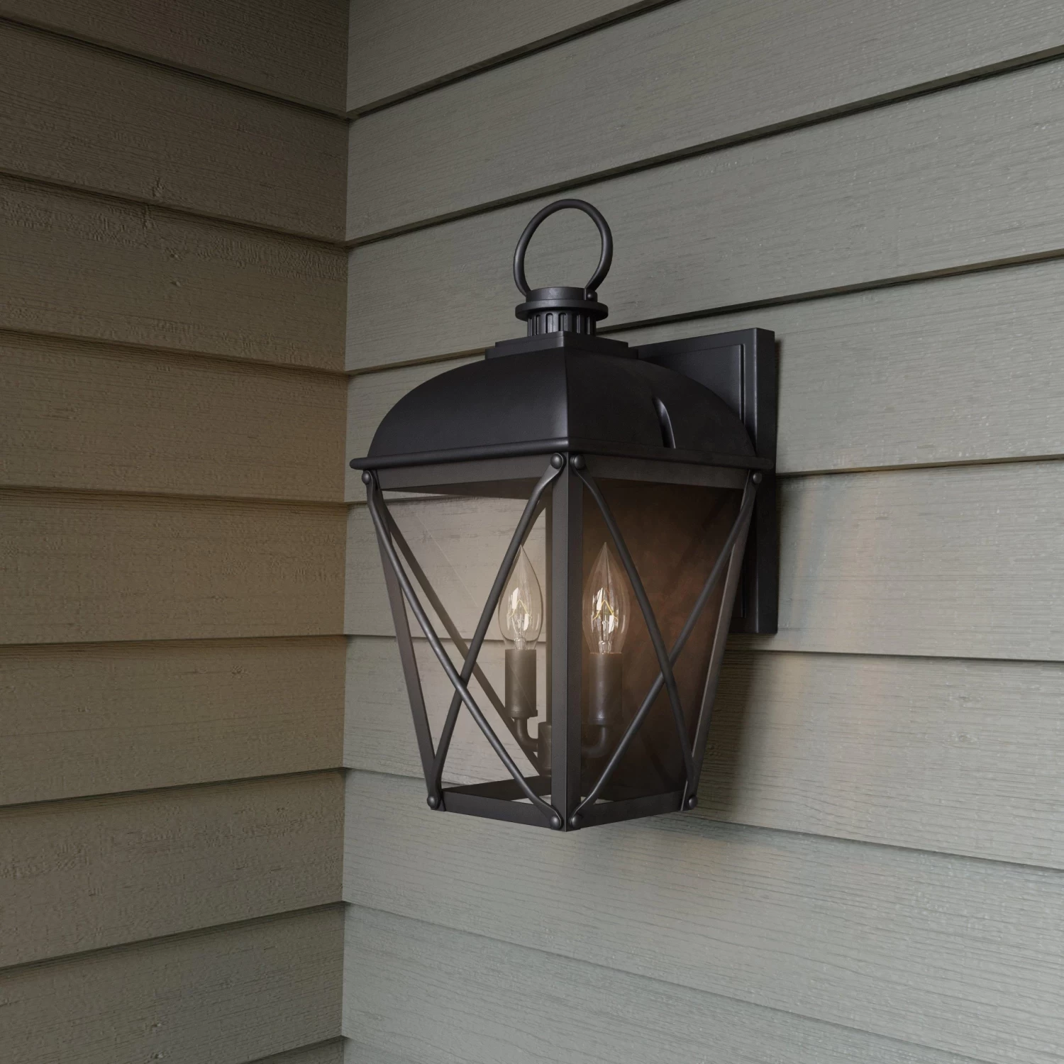 20" Fair Avenue 2-Light Outdoor Entrance Wall Sconce - Black - Image 2