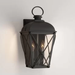 20" Fair Avenue 2-Light Outdoor Entrance Wall Sconce - Black