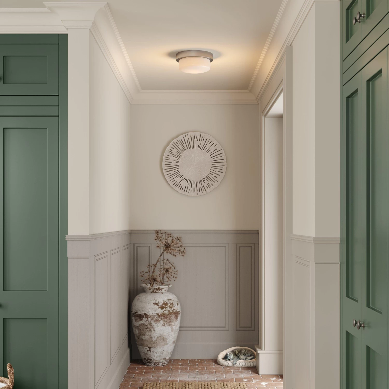 Leavells Single Light Flush-Mount Ceiling Light - Opal Shade - Image 2