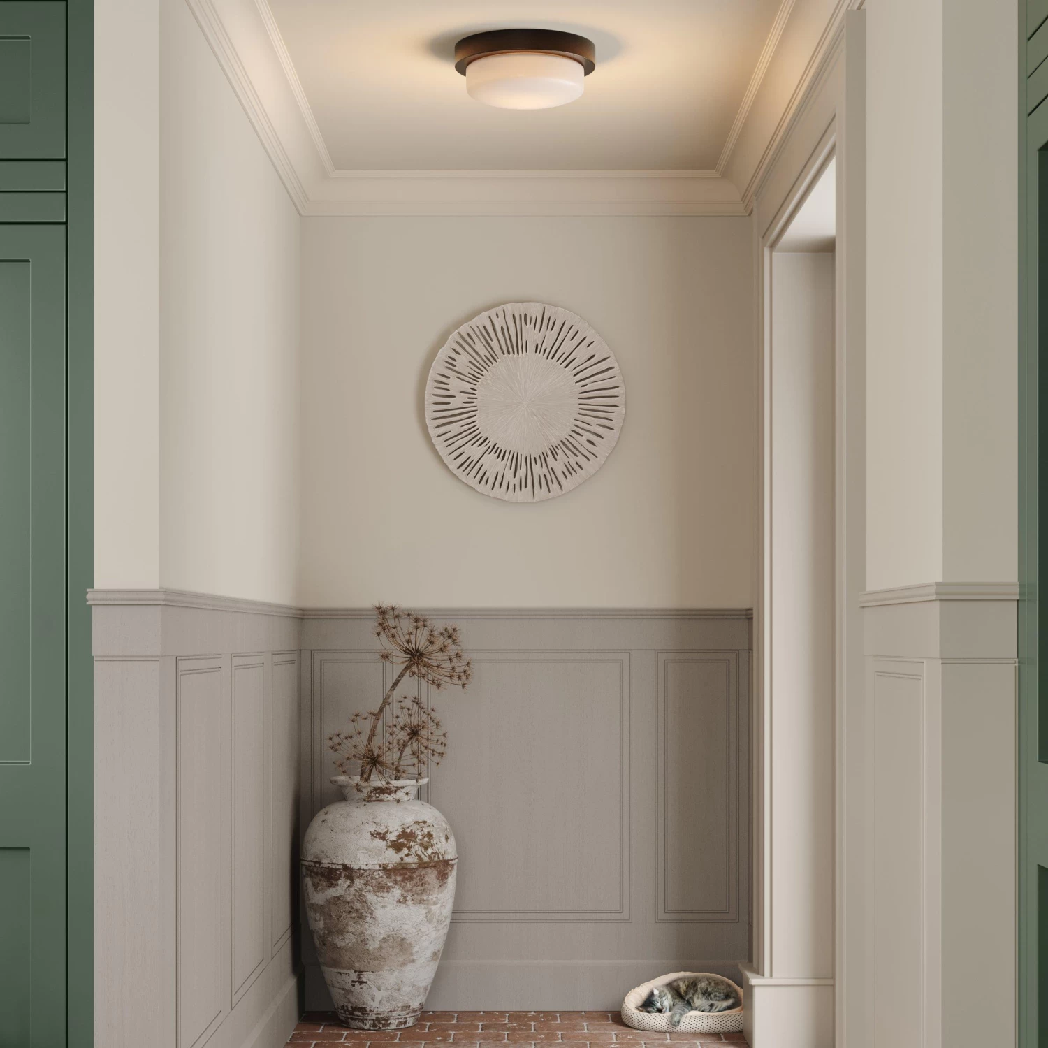 Leavells 2-Light Flush-Mount Ceiling Light - Opal Shade - Image 2