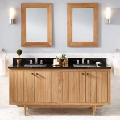 72" Osa Teak Double Vanity For Rectangular Undermount Sink - Natural Teak