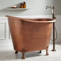 49" Abbey Hammered Copper Slipper Clawfoot Soaking Tub