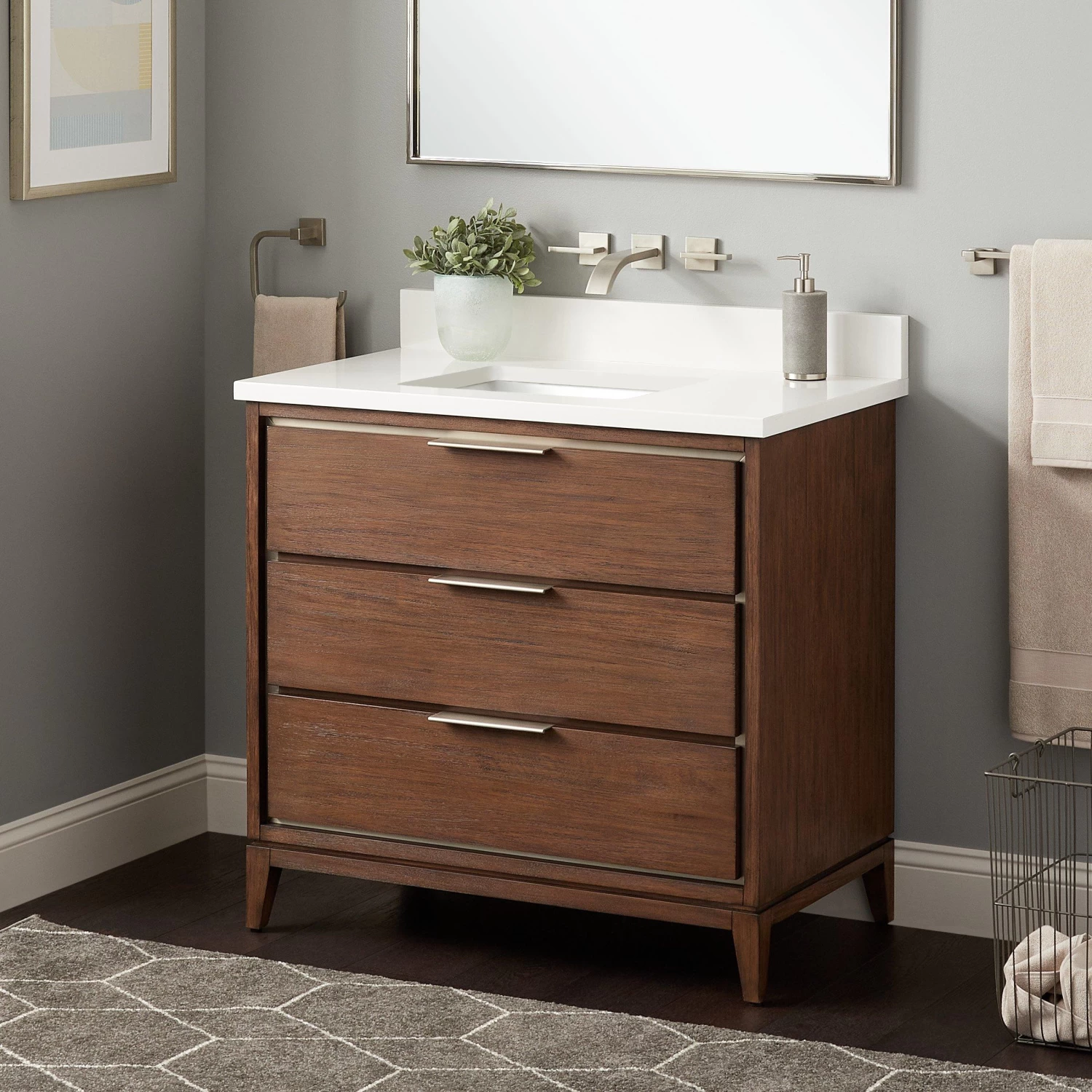 36" Hytes Mahogany Vanity With Rectangular Undermount Sink - Carob Brown - Image 2