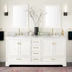 72" Quen Double Vanity With Undermount Sinks - Soft White