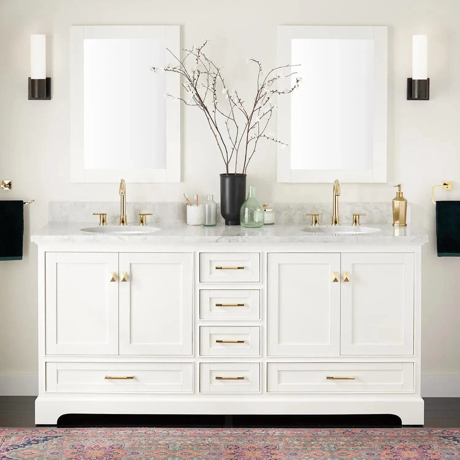 72" Quen Double Vanity With Undermount Sinks - Soft White
