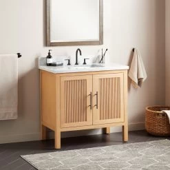 36" Ayanna Mindi Vanity With Rectangular Undermount Sink - Natural Mindi