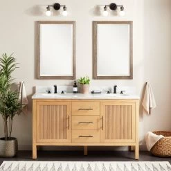 60" Ayanna Mindi Double Vanity With Undermount Sinks - Natural Mindi