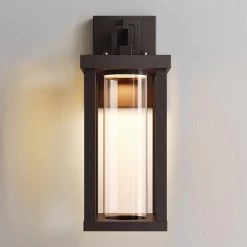 Willmar Clear LED Outdoor Entrance Wall Sconce - Single LED Light - Chocolate Bronze