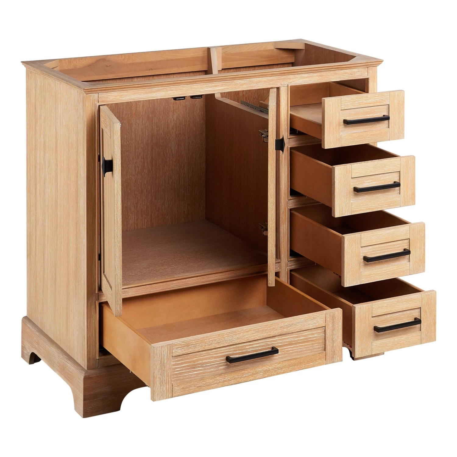 36" Quen Vanity With Left Offset Rectangular Undermount Sink - Driftwood Brown - Image 3