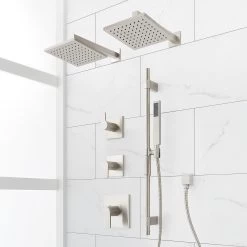 Hibiscus Thermostatic Shower System With Dual Showerheads, Slide Bar And Hand Shower