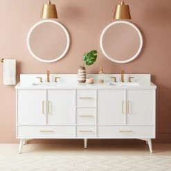 72" Novak Vanity With Rectangular Undermount Sinks - Bright White