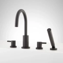 Rotunda Roman Tub Faucet And Hand Shower - Matte Black