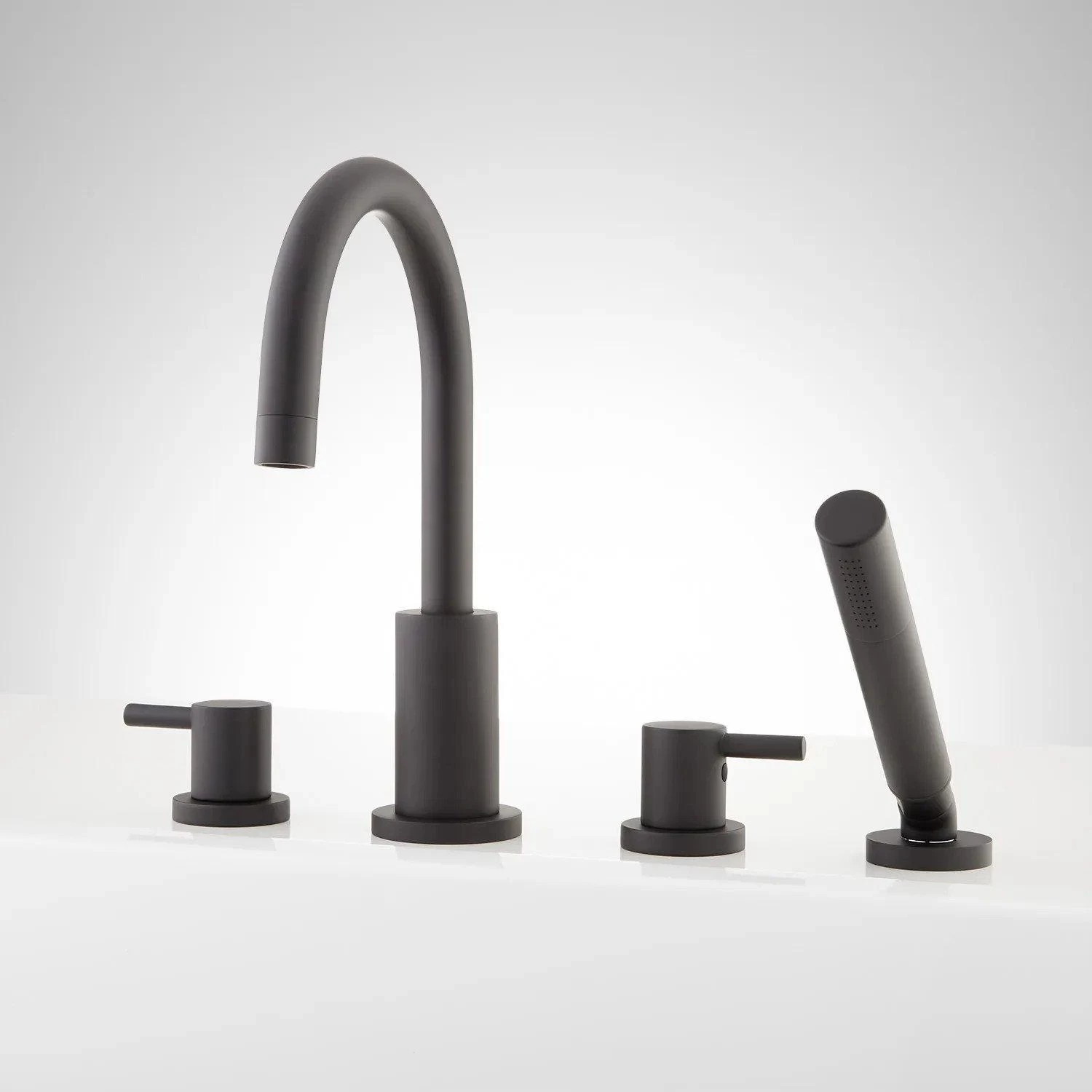 Rotunda Roman Tub Faucet And Hand Shower - Matte Black