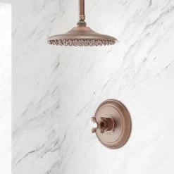 Glenley Pressure Balance Shower Set With Rainfall Shower Head - Cross Handle