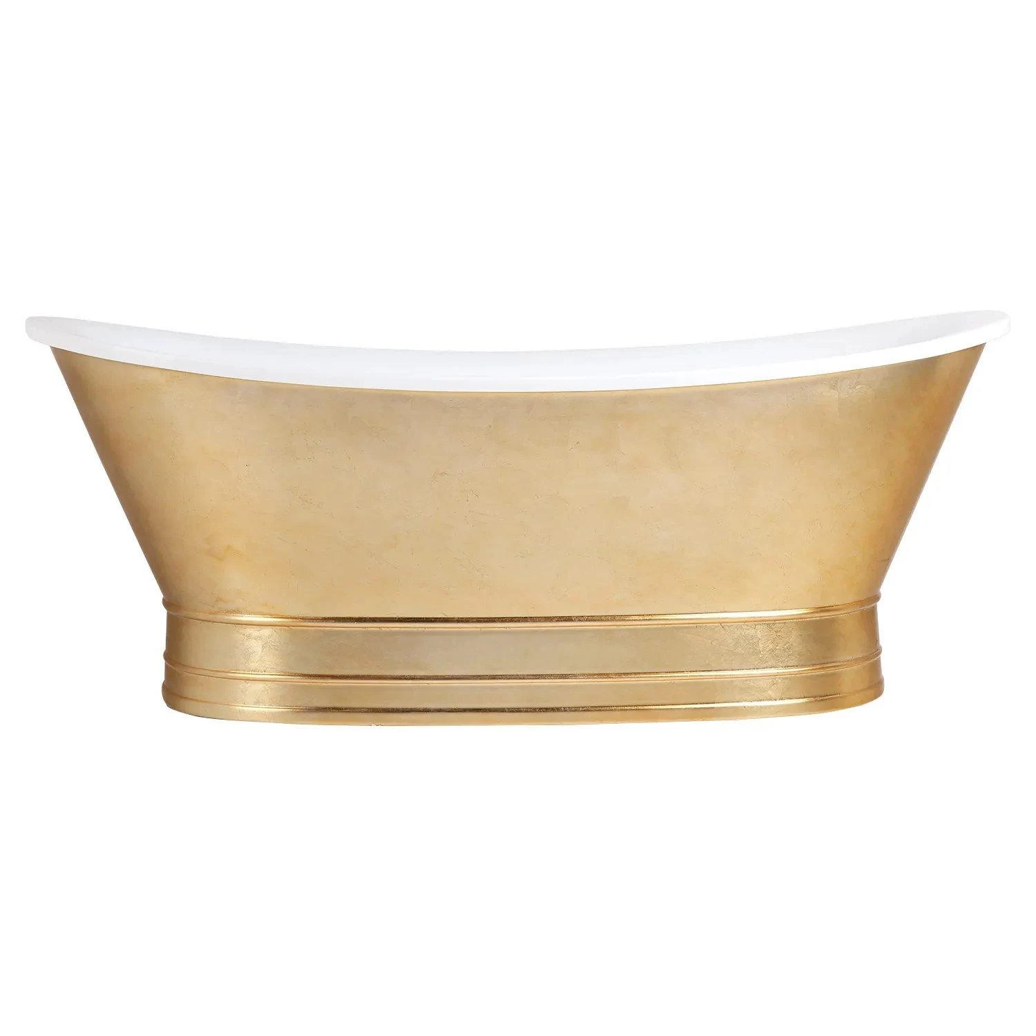 69" Desborough Acrylic Freestanding Double-Slipper Tub - Gold Leaf - Image 2