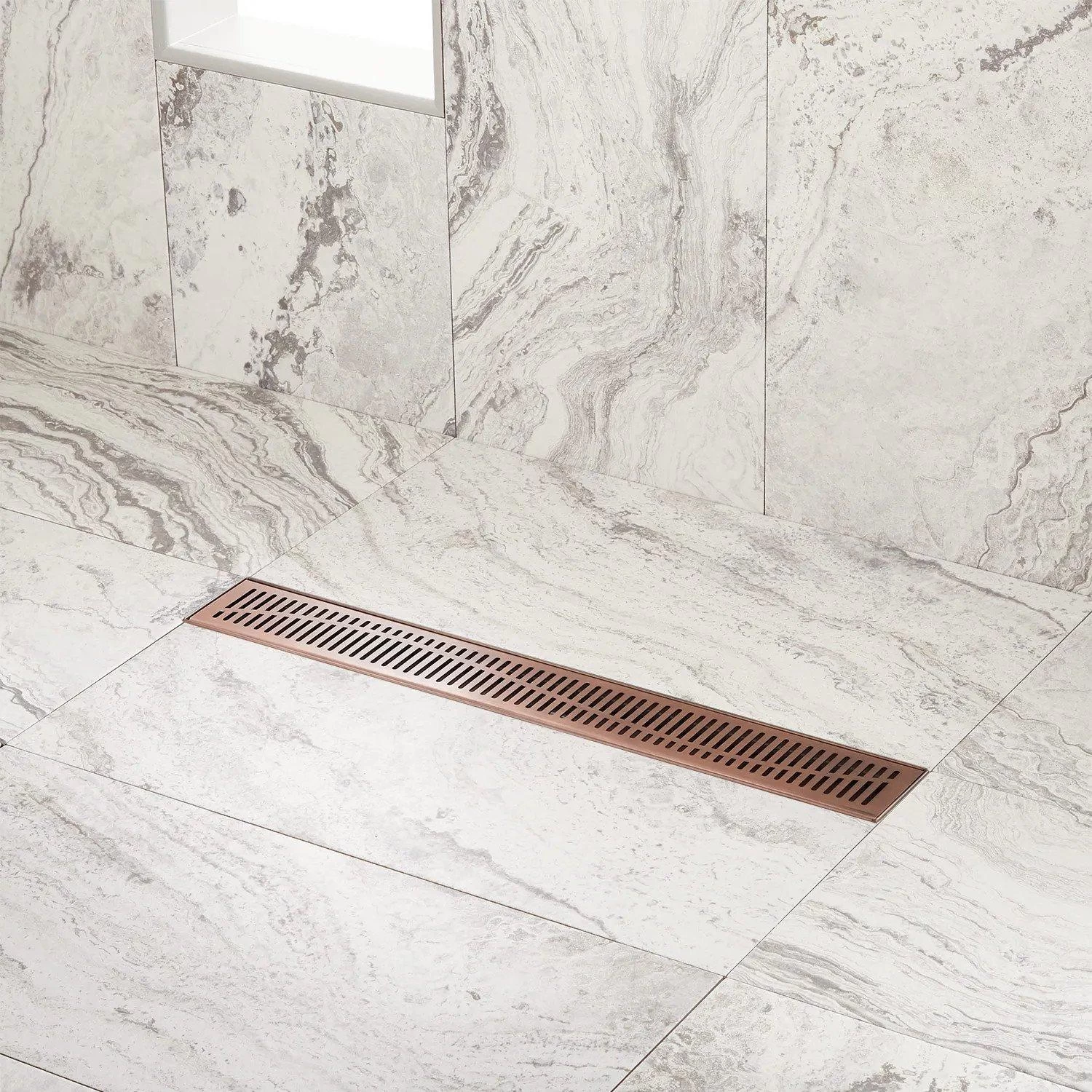 24" Rowland Linear Shower Drain - With Drain Flange - Oil Rubbed Bronze