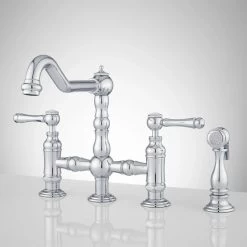 Delilah Deck-Mount Bridge Faucet With Side Spray - Lever Handles