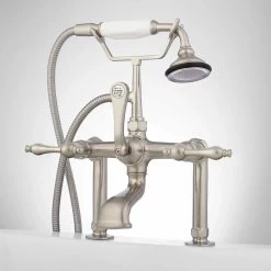 Tall Deck-Mount Telephone Tub Faucet & Hand Shower - Lever Handles