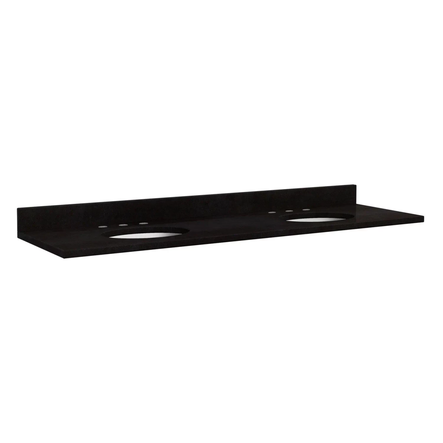 73"x22" 3cm Granite Top For Undermount Sinks - 36" Centers - 8"- Absolute Black - White Sink - Image 3