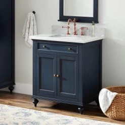 30" Keller Mahogany Vanity Cabinet For Rectangular Undermount Sink - Vintage Navy Blue