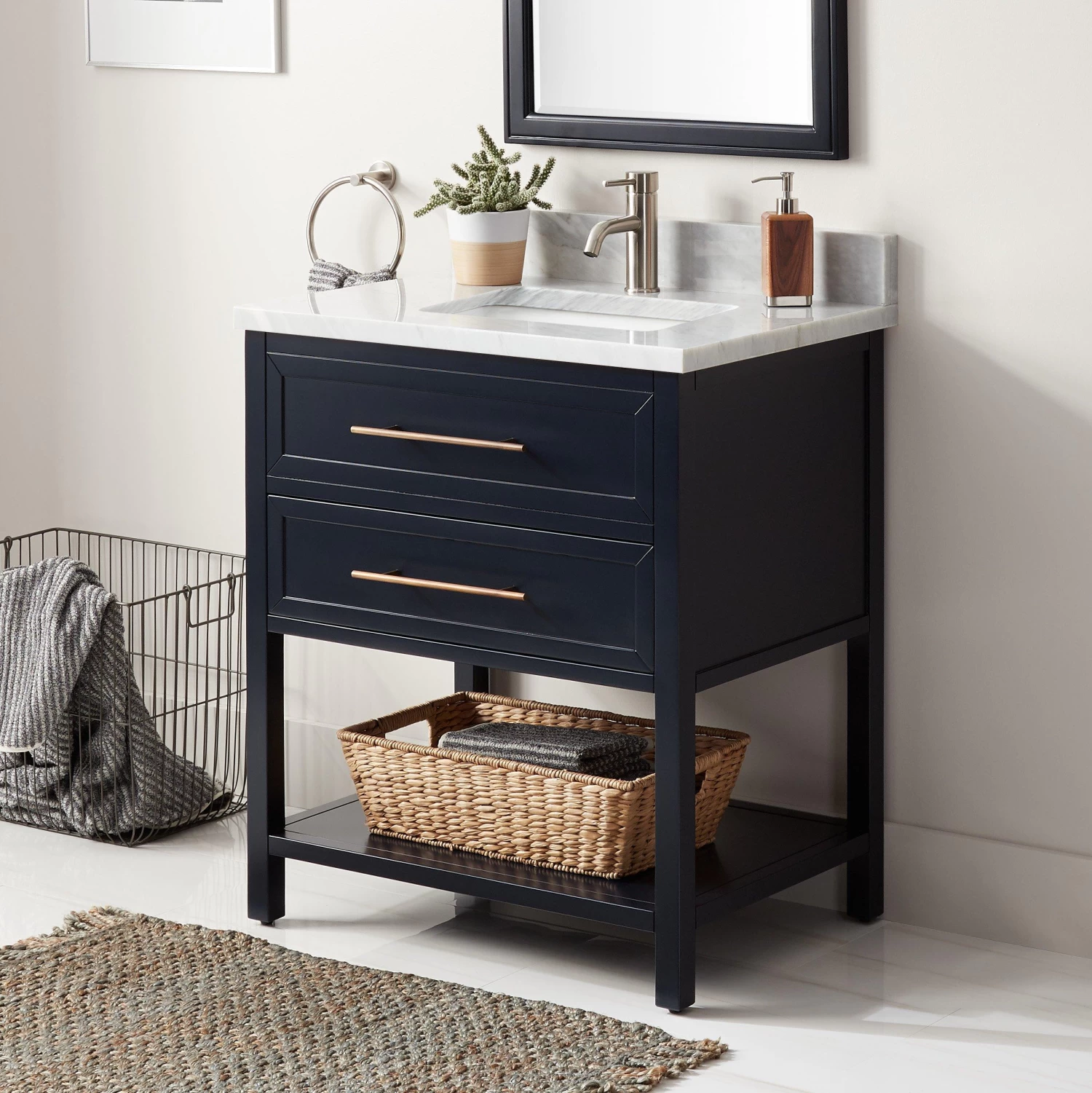 30" Robertson Console Vanity For Rectangular Undermount Sink - Midnight Navy Blue - Image 2