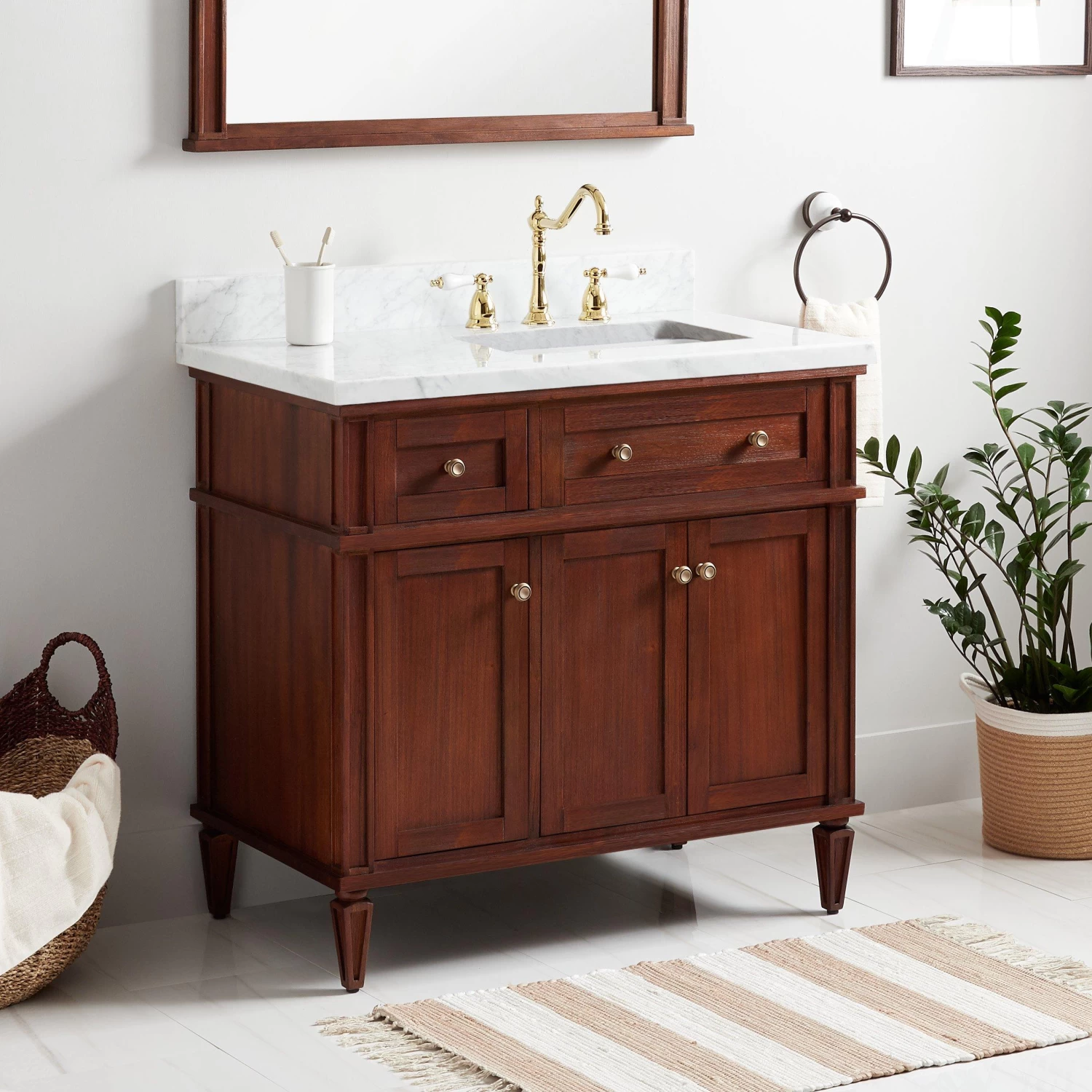 36" Elmdale Vanity For Right Offset Rectangular Undermount Sink - Antique Brown