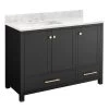 48" Radke Mahogany Vanity For Rect Undmnt Sink- Left Offset - Black - Carrara Marble 8"