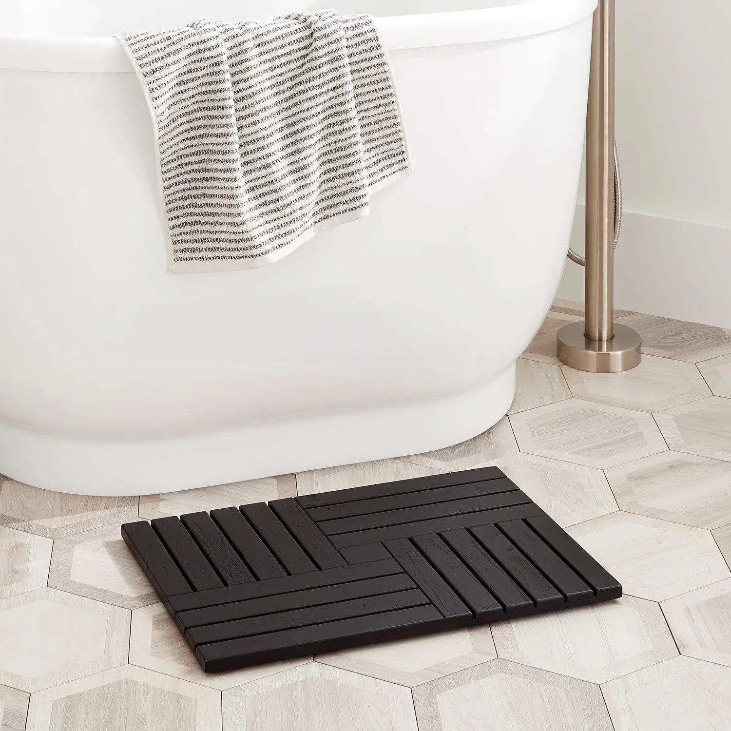 Huan Teak Bathroom Floor Mat - Image 2