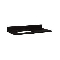 43" X 22" 3cm Granite Vanity Top For Left Offset Rectangular Undermount Sink-White-Abs Blk-8"