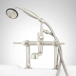 Gervaise Deck-Mount Tub Faucet And Hand Shower - Lever Handles - Brushed Nickel