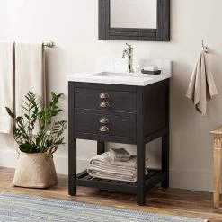 24" Ansel Console Vanity For Rectangular Undermount Sink - Rustic Black