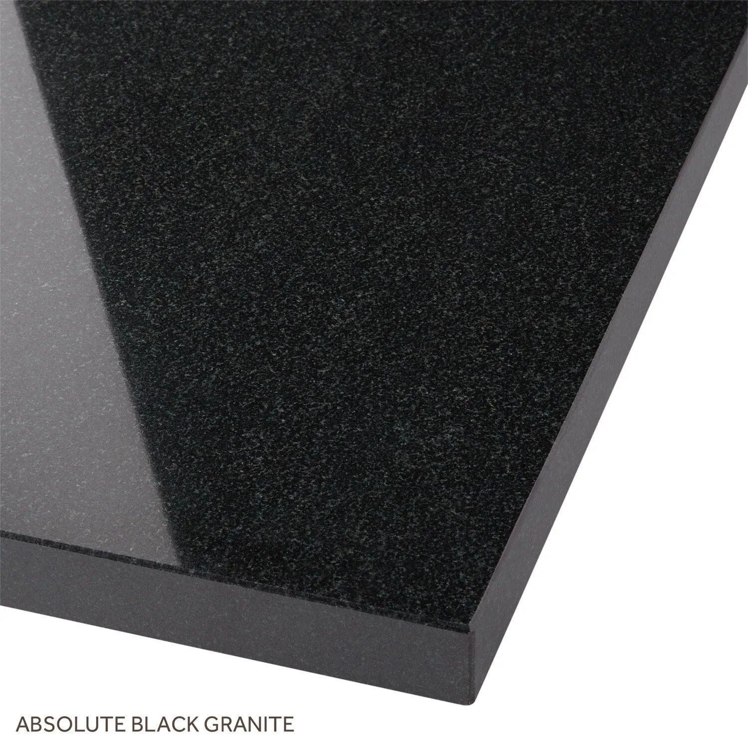 73"x22" 3cm Granite Top For Undermount Sinks - 36" Centers - 8"- Absolute Black - White Sink